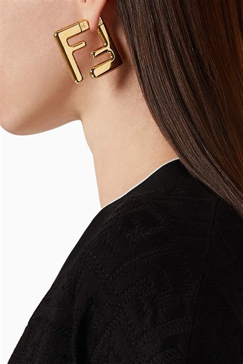 fendi gold stud earrings|vintage Fendi earrings.